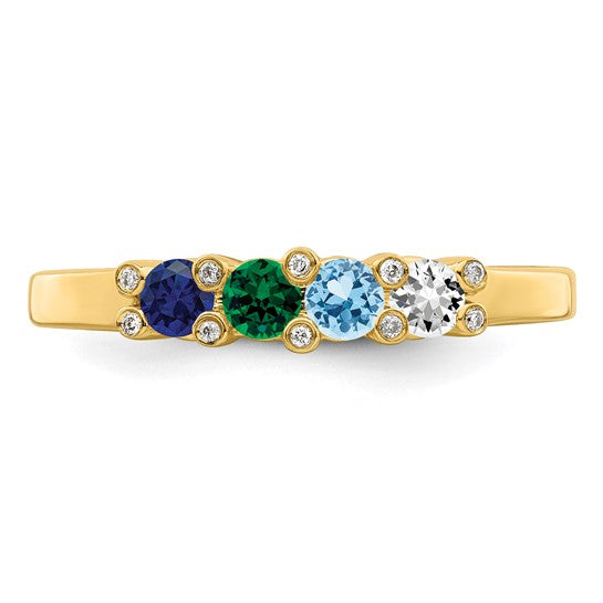 14KT Yellow Gold Family Jewelry Genuine Stone & Diamond Set Ring