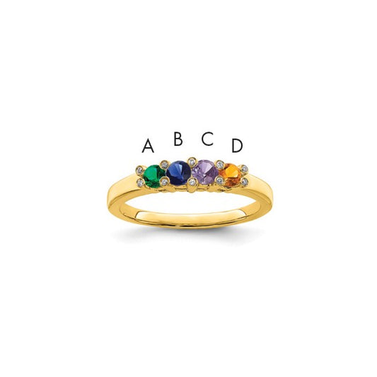 14KT Yellow Gold Family Jewelry Genuine Stone & Diamond Set Ring