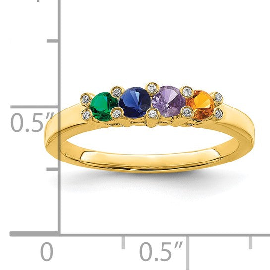 14KT Yellow Gold Family Jewelry Genuine Stone & Diamond Set Ring