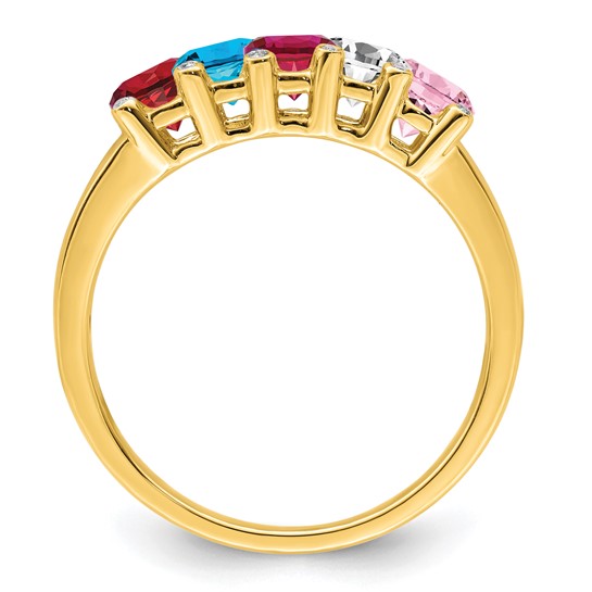 14KT Yellow Gold Family Jewelry Genuine Stone & Diamond Set Ring