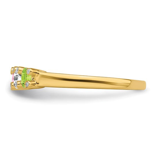 14KT Yellow Gold Family Jewelry Genuine Stone & Diamond Set Ring