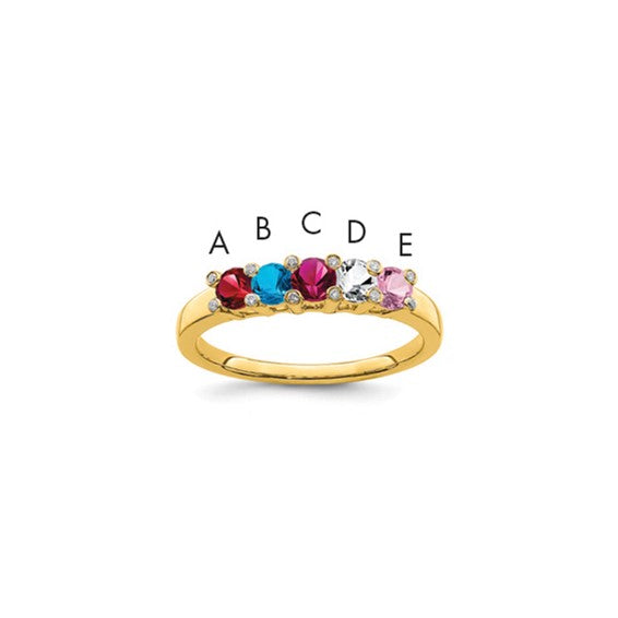 14KT Yellow Gold Family Jewelry Genuine Stone & Diamond Set Ring