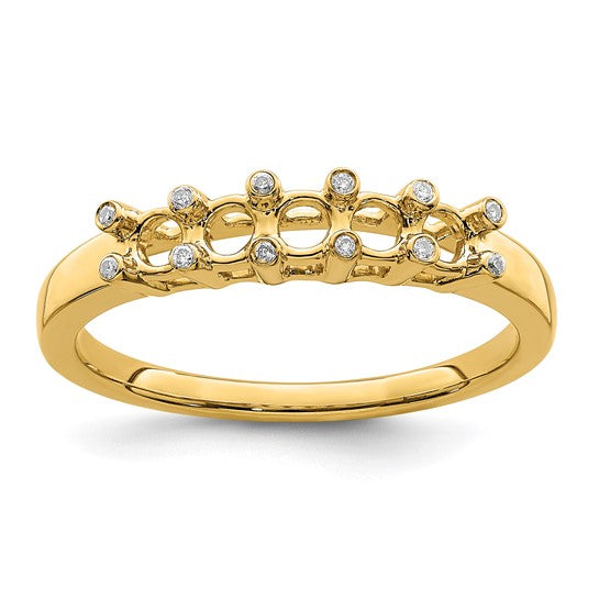 14KT Yellow Gold Family Jewelry Genuine Stone & Diamond Set Ring