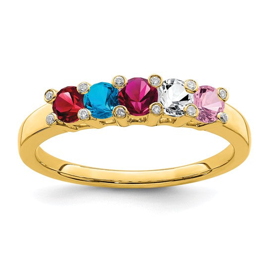 14KT Yellow Gold Family Jewelry Genuine Stone & Diamond Set Ring