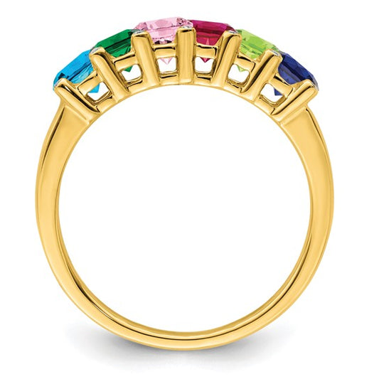 14kt Yellow Gold Family Jewelry Synthetic Stone & Diamond Set Ring
