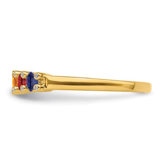 14kt Yellow Gold Family Jewelry Synthetic Stone & Diamond Set Ring