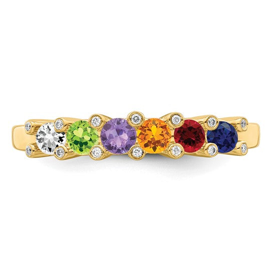 14kt Yellow Gold Family Jewelry Synthetic Stone & Diamond Set Ring
