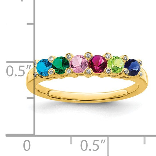 14kt Yellow Gold Family Jewelry Synthetic Stone & Diamond Set Ring