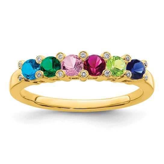 14kt Yellow Gold Family Jewelry Synthetic Stone & Diamond Set Ring