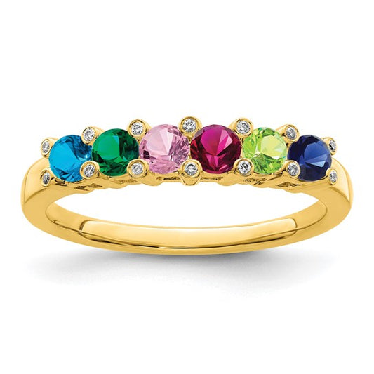 14kt Yellow Gold Family Jewelry Synthetic Stone & Diamond Set Ring