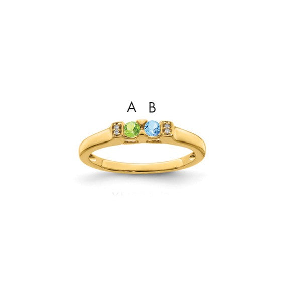 14KT Yellow Gold Family Jewelry Synthetic Stone & Diamond Set Ring