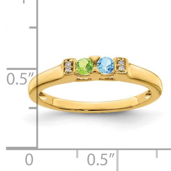 14KT Yellow Gold Family Jewelry Synthetic Stone & Diamond Set Ring