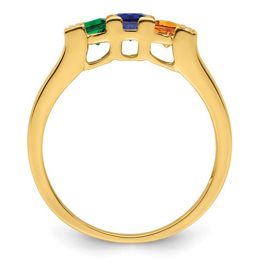 14KT Yellow Gold Family Jewelry Diamond Semi-Set Ring