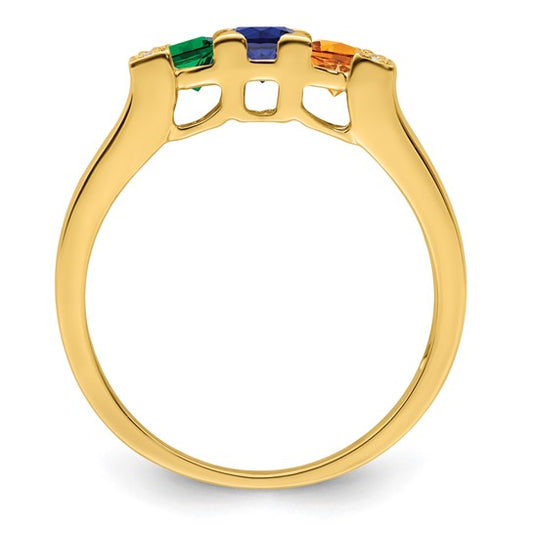 14KT Yellow Gold Family Jewelry Diamond Semi-Set Ring