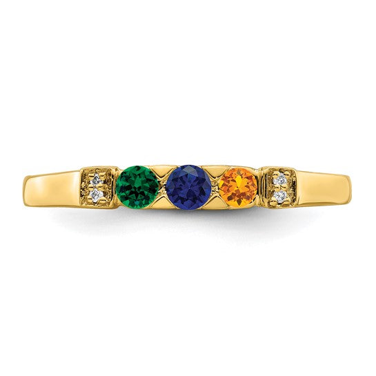 14KT Yellow Gold Family Jewelry Diamond Semi-Set Ring