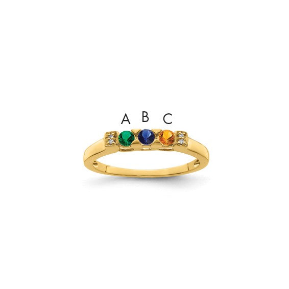14KT Yellow Gold Family Jewelry Diamond Semi-Set Ring