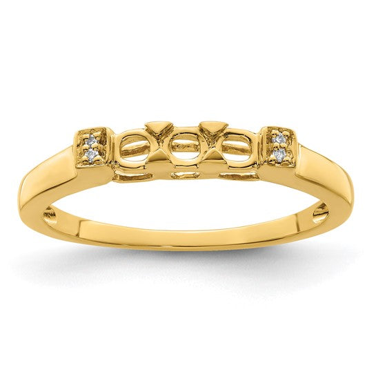 14KT Yellow Gold Family Jewelry Diamond Semi-Set Ring