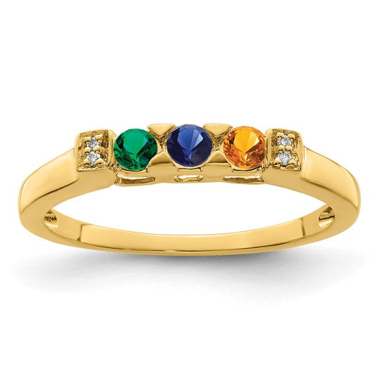 14KT Yellow Gold Family Jewelry Diamond Semi-Set Ring