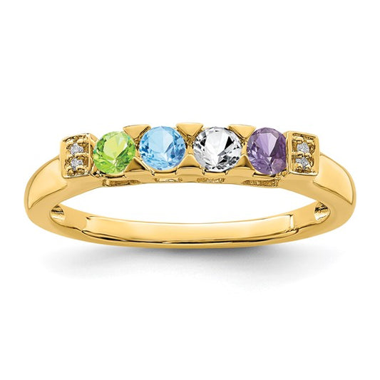 14KT Yellow Gold Family Jewelry Diamond Semi-Set Ring