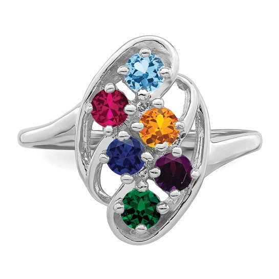14kt White Gold Synthetic Family Jewelry Ring