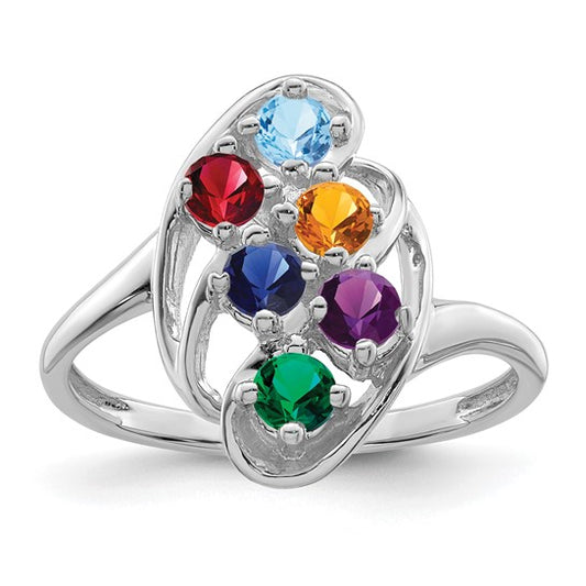 14kt White Gold Synthetic Family Jewelry Ring