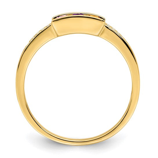 14KT Yellow Gold Family Jewelry Genuine Stone & Diamond Set Ring
