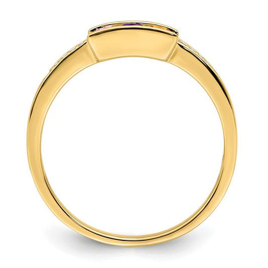 14KT Yellow Gold Family Jewelry Genuine Stone & Diamond Set Ring