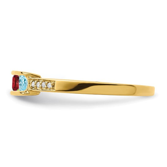 14KT Yellow Gold Family Jewelry Genuine Stone & Diamond Set Ring