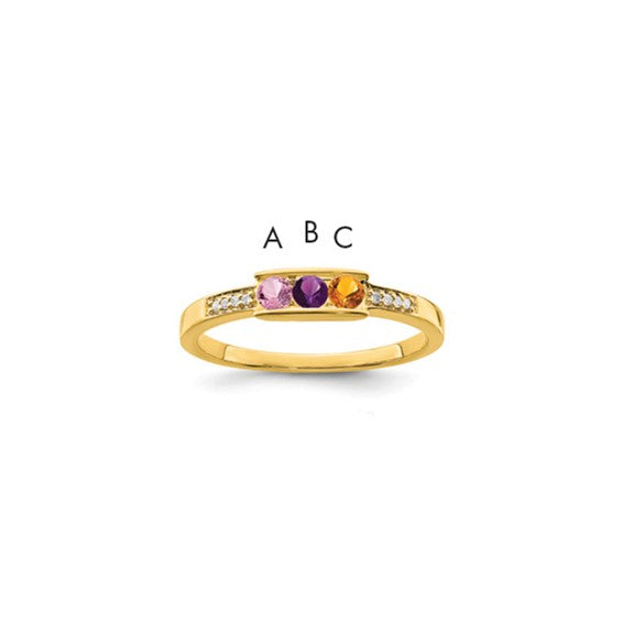 14KT Yellow Gold Family Jewelry Genuine Stone & Diamond Set Ring