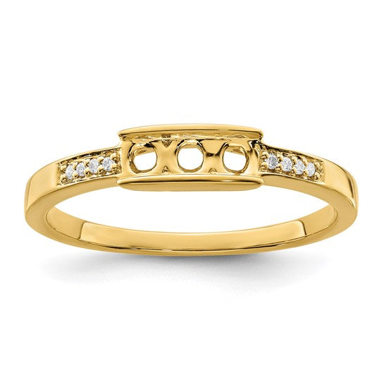 14KT Yellow Gold Family Jewelry Genuine Stone & Diamond Set Ring