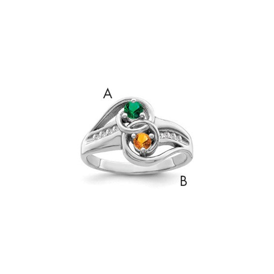 14kt White Gold Synthetic Family Jewelry Ring