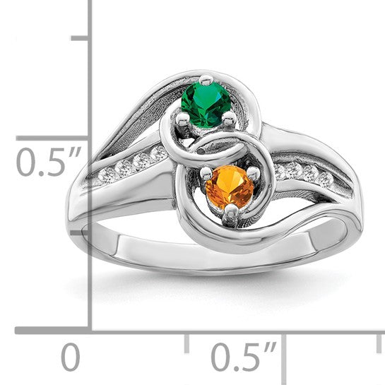 14kt White Gold Synthetic Family Jewelry Ring