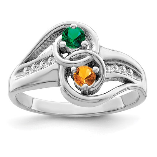 14kt White Gold Synthetic Family Jewelry Ring