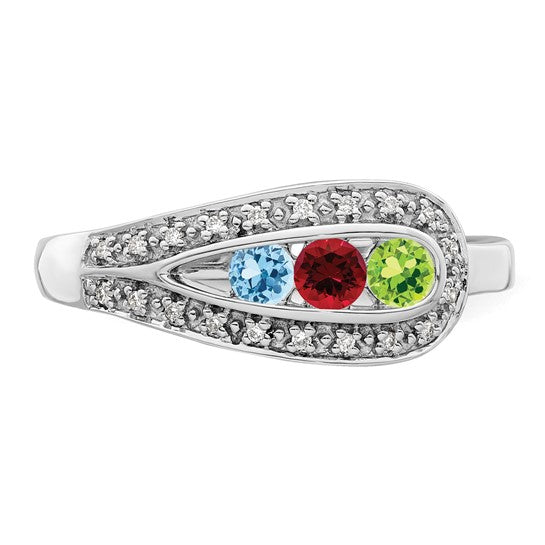 14KT White Gold Family Jewelry Diamond Semi-Set Ring