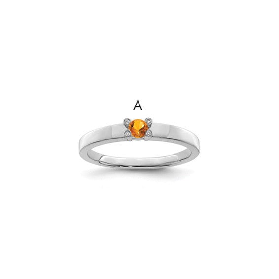 14kt White Gold Family Jewelry Synthetic Stone & Diamond Set Ring