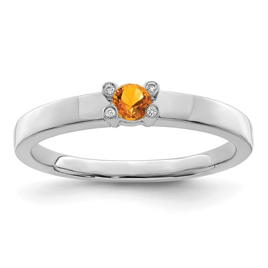 14kt White Gold Family Jewelry Synthetic Stone & Diamond Set Ring