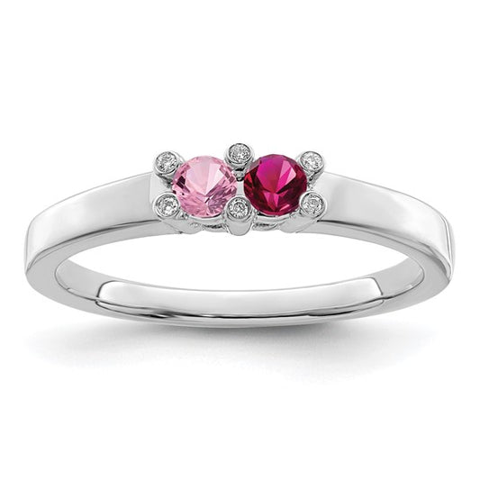 14kt White Gold Family Jewelry Genuine Stone & Diamond Set Ring
