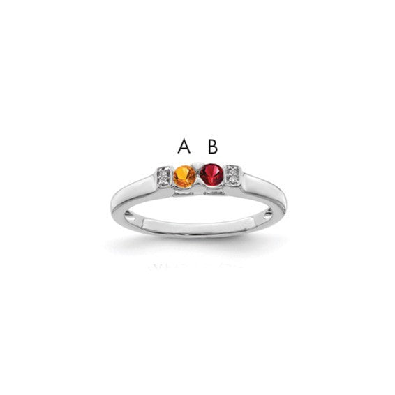 14kt White Gold Family Jewelry Synthetic Stone & Diamond Set Ring