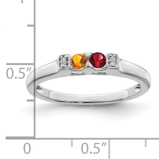 14kt White Gold Family Jewelry Synthetic Stone & Diamond Set Ring