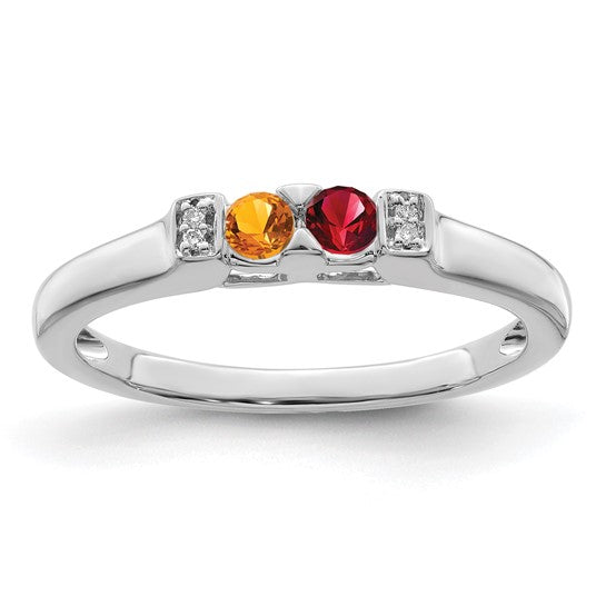 14kt White Gold Family Jewelry Synthetic Stone & Diamond Set Ring