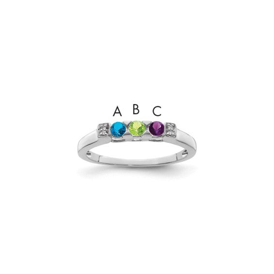 14KT White Gold Family Jewelry Synthetic Stone & Diamond Set Ring