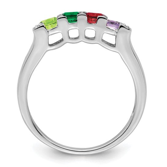 14KT White Gold Family Jewelry Synthetic Stone & Diamond Set Ring