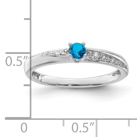 14kt White Gold Family Jewelry Synthetic Stone & Diamond Set Ring