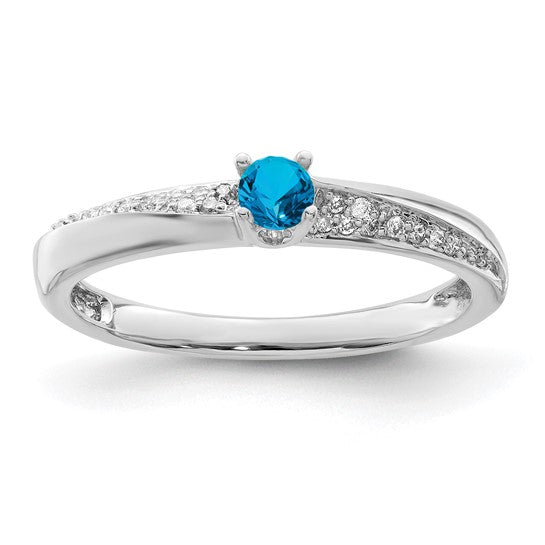 14kt White Gold Family Jewelry Synthetic Stone & Diamond Set Ring