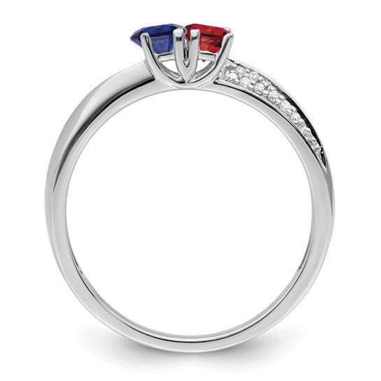 14kt White Gold Family Jewelry Genuine Stone & Diamond Set Ring