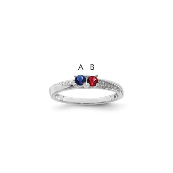 14kt White Gold Family Jewelry Synthetic Stone & Diamond Set Ring