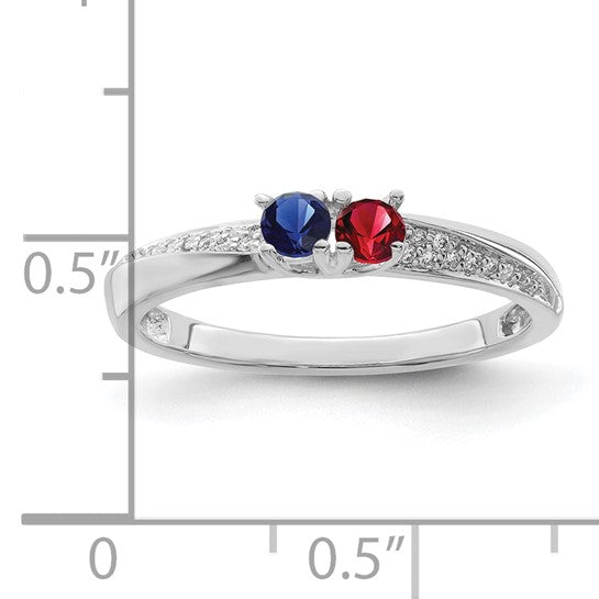 14kt White Gold Family Jewelry Genuine Stone & Diamond Set Ring