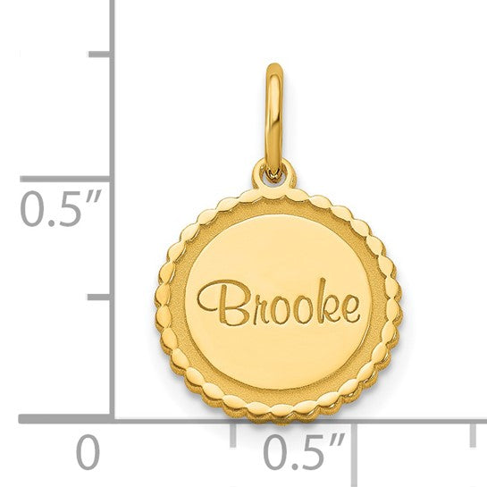 14kt Yellow Gold Scalloped  Disc with Name Charm
