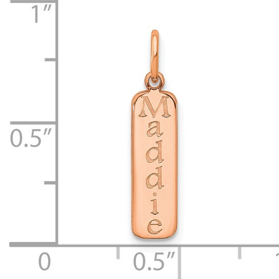 14kt Rose Gold Block Font Name Bar Charm