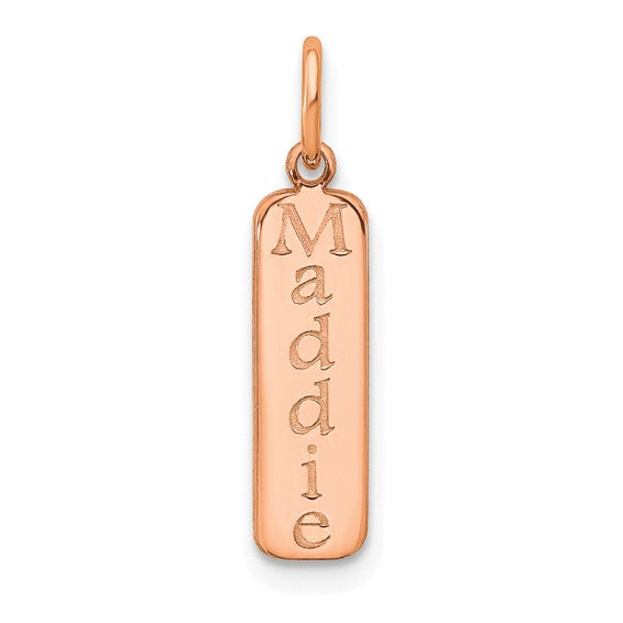 14kt Rose Gold Block Font Name Bar Charm